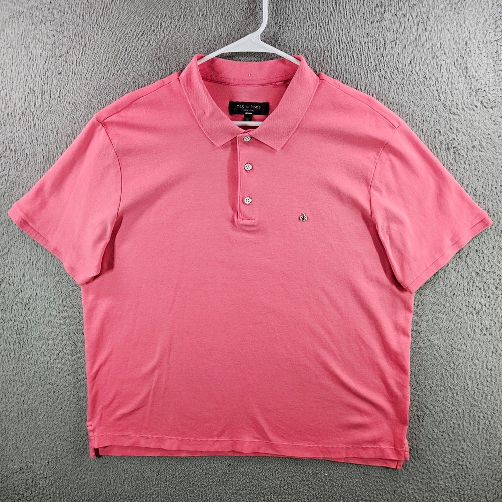 Rag & Bone New York Pink Pima Cotton Short Sleeve Polo Shirt XXL